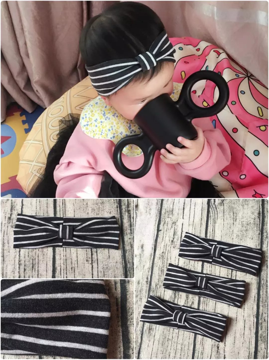 New Korean version of pure cotton baby elastic hair with striped child with baby headwear newborn headband with baby