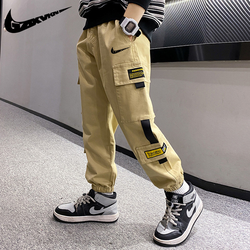 Nicton Tide Boys and Girls in Pure Cotton in Spring and Fall 2022 new tide casual work clothes long pants