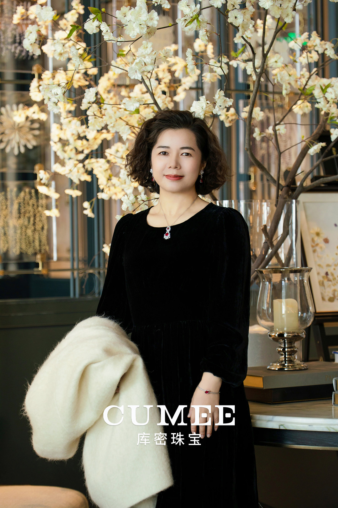 银饰吊坠 新年新品 时尚气质款水滴培育合成红宝石套装.银镀金 6g Cumee