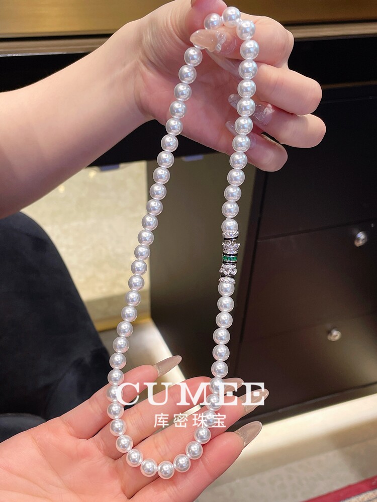 银饰吊坠 cumee 春上新 日常百搭款卡10人工澳白贝珠项链.银镀金