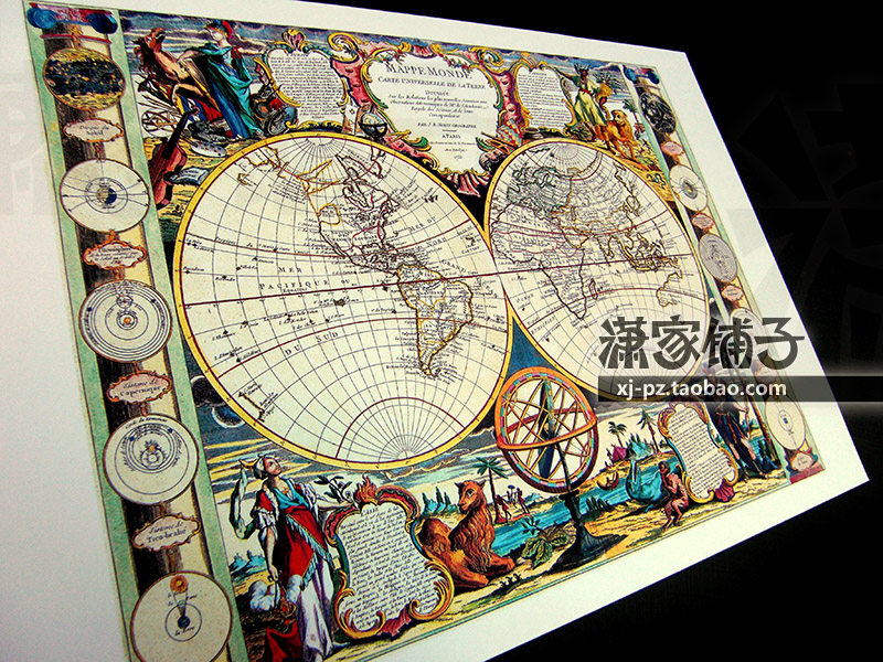 1755 Ancient World Map Geography Discovery Navigation Adventure Core Poster European Decorative Painting