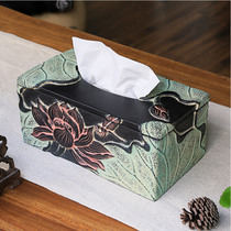 Chinese home classical decoration ornaments drawing paper box household tissue box living room creative personality napkin storage box