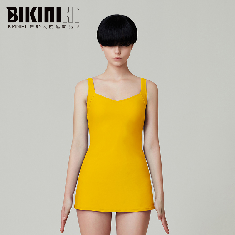 Bikinihi swimsuit 2020 new summer conservative hot spring skirt cover belly slim one-piece swimsuit women