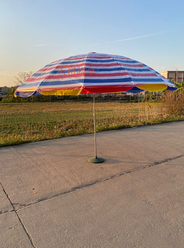 Large Outdoor Sun Umbrella with Thickened and Reinforced Design, Colorful Striped Fabric, Suitable for Street Vending, Large Round Umbrella for Heavy Rain