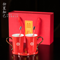 Newlywed tooth cup A pair of wedding celebration bathroom supplies set Wash cup Red toothbrush cup Tooth cylinder mouthwash cup ceramic
