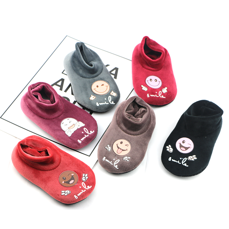 Baby Socks Jacket Winter Floor Socks Cute Smiley Face Suede Thickened Indoor Early Teach parent-child Chill Warm Shoes