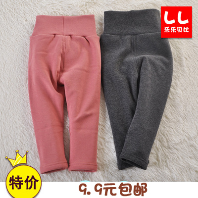 Baby gush high waist protective belted trousers warm sanitary pants baby pure cotton high waist pants male and female children winter lap pants