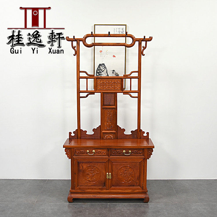 Red Wood Cloister Hood Myanmar flower pears wood carvings Entirety Hung Hanger Solid Wood Door Hall Large Fruit Purple Sandalwood Lockers-Taobao