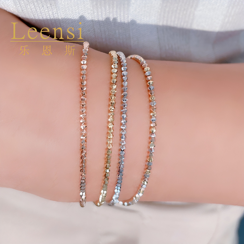 Luen's Italian 18K Gold-Plated New Diamond Laser Bead Bracelet, Adjustable Heavy-Duty Plain Gold Genuine Product Luen's Italian 18K Gold-Plated New Diamond Laser Bead Bracelet, Adjustable Heavy-Duty Plain Gold Genuine Product