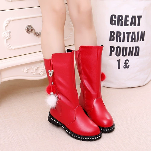 Детские ботинки, флисовые черные высокие сапоги