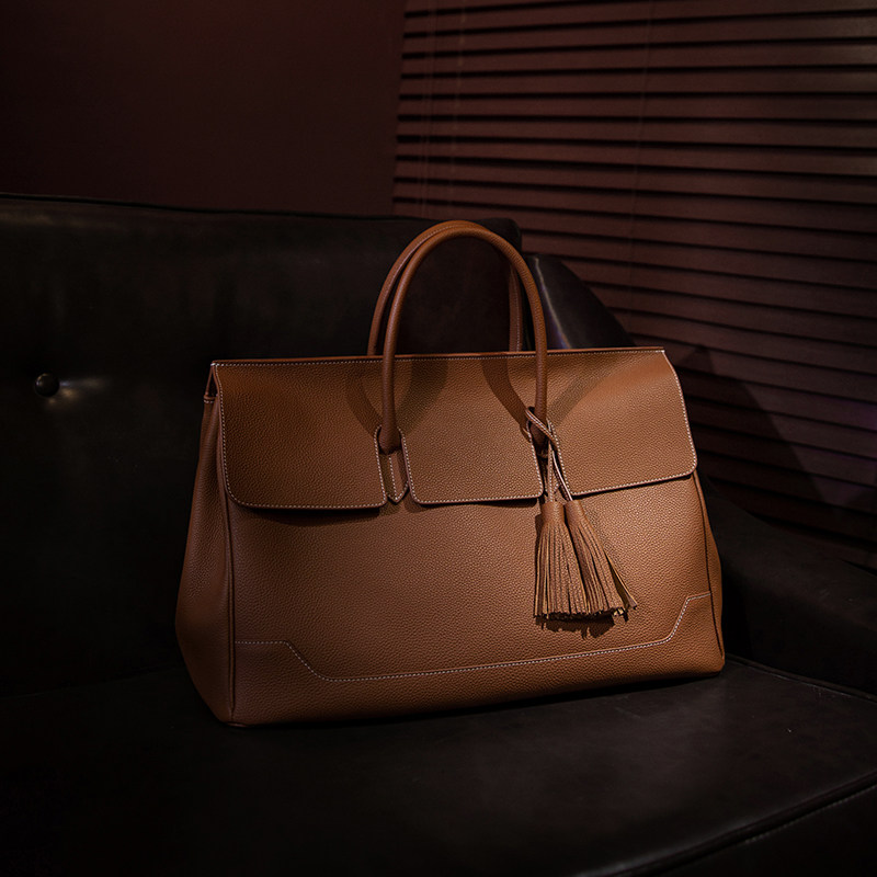 FENG Picartisan artisanal custom genuine leather handbag male travel bag Men's casual headlayer Bull Leather Gentleman Matching Bag-Taobao