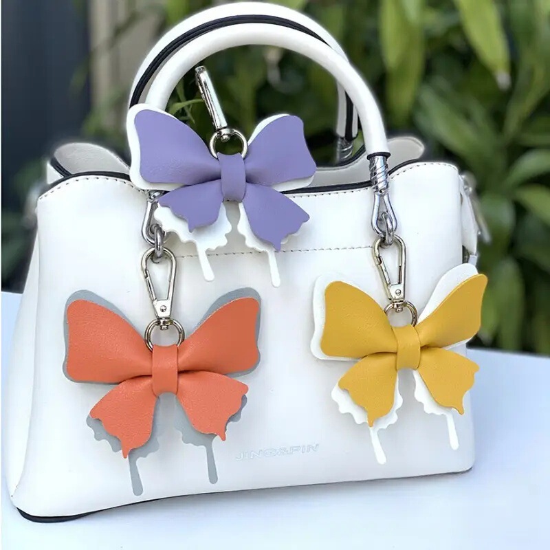 Cross-Border Ready-Made Leather Butterfly Pendant Creative Multicolored Butterfly Charm Women's Shoulder Bag Butterfly Keychain