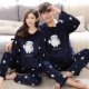 Bộ đồ ngủ đôi flannel dài tay mùa thu đông nam và nữ ngọt ngào và đáng yêu cộng với kích thước cộng với nhung lông cừu dày san hô mùa đông đồ ngủ khủng long