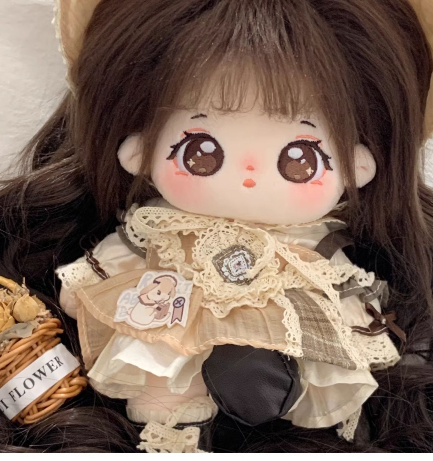 巧芙正版棉花娃娃女20cm玩偶有骨毛绒玩具假发衣服儿童端午节礼物
