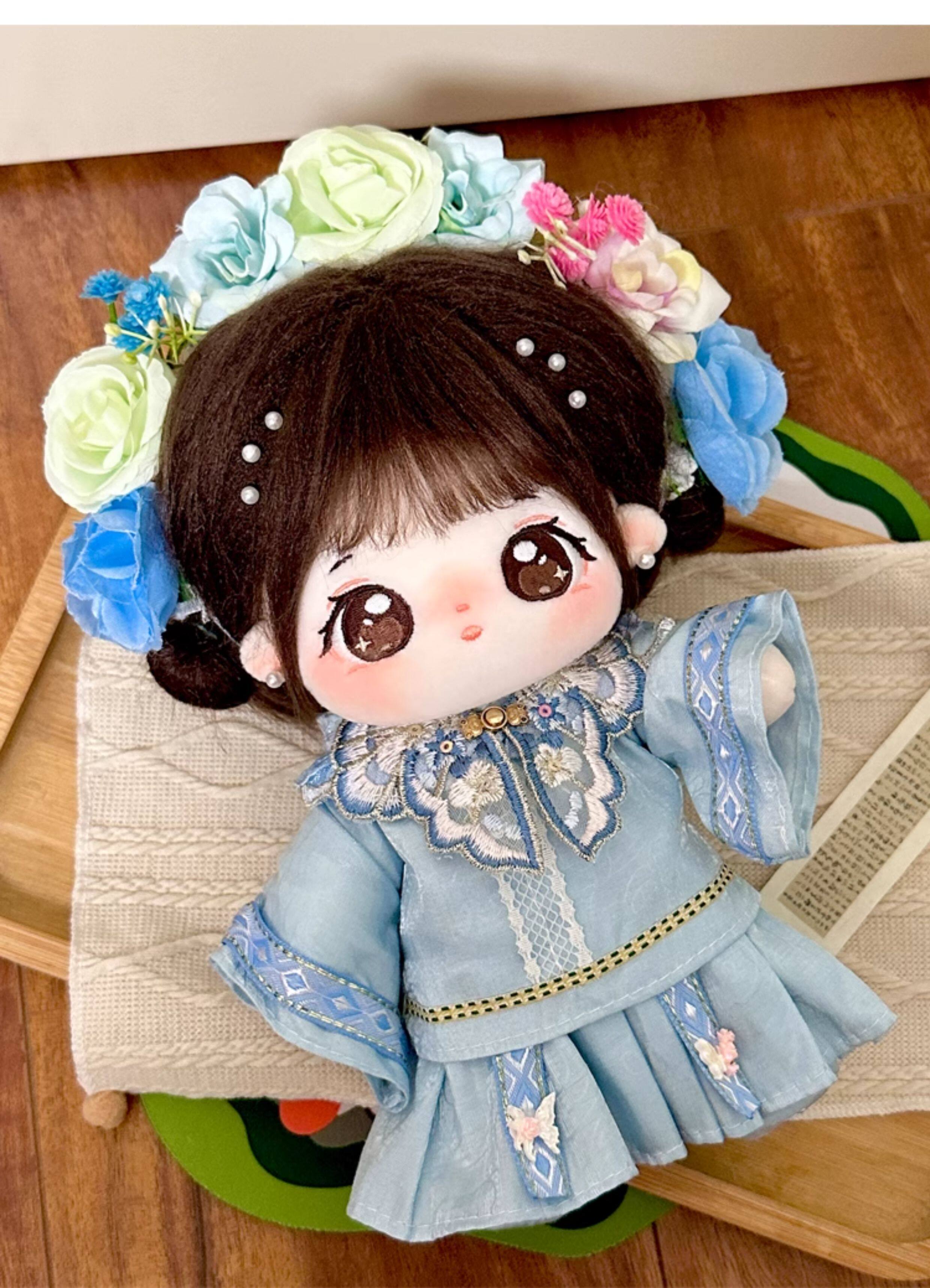 巧芙棉花娃娃正版女20cm公仔玩偶簪花汉服娃衣可换装古风衣服套装