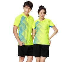  New badminton suit suit mens and womens couple short-sleeved quick-drying lapel tennis table tennis suit sportswear custom team uniform