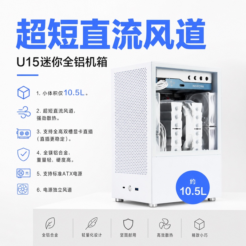 Benniu U15 Full-Height Direct-Insert Graphics Card Portable Atxsfx Large Power Supply Mini Itx Small Host Case Non-L200S102