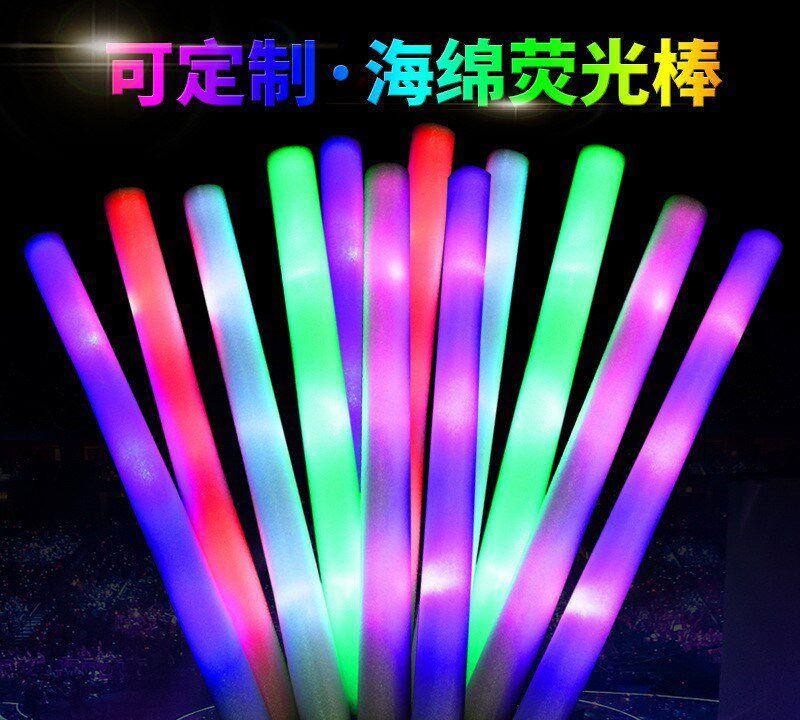 10 colorful sponge LED light-emitting fluorescent stick concert electronic flash printing custom logo map foam stick
