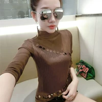 Mùa thu đông mới phiên bản Hàn Quốc của chiếc áo thun tự nhiên hoang dã nữ áo dài tay lưới ren thời trang khâu đáy áo sơ mi áo phông trắng