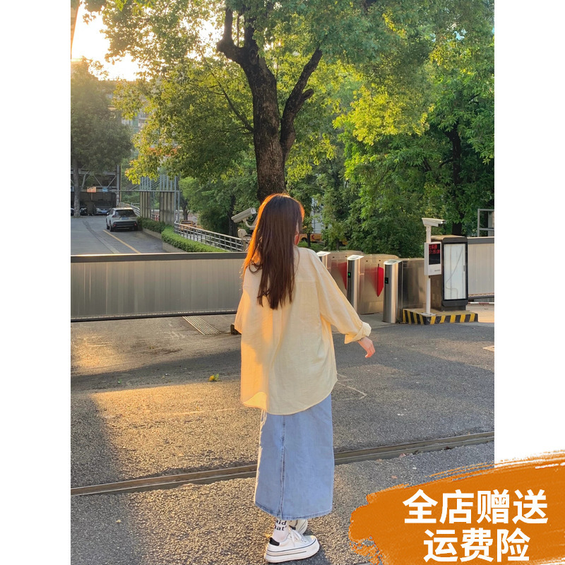 Plus Size Chubby Girl Chic Light Yellow Shirt Women's Spring and Autumn Light Yellow Shirt Candy Color Cardigan Jacket