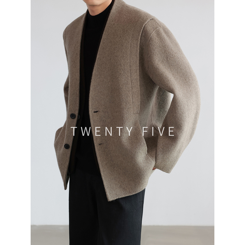 100% Wool Series Suit-Style Fake Two-Piece Urban Light Business Men's Casual Short Woolen Jacket