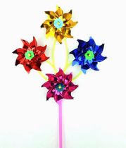 Four sequined flower windmill colorful plastic color traditional small windmill square stall hot childrens toys