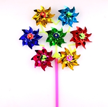 Seven sequined flower windmill colorful plastic color traditional small windmill square stall hot sale childrens toy batch