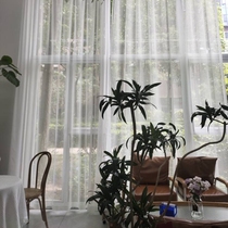 ins Nordic simple modern cotton linen window screen white curtain finished living room bedroom window balcony