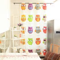 Simple modern owl children cartoon cotton linen finished curtain bedroom boys and girls shading clearance treatment