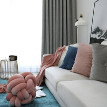 Customized simple modern Nordic style gray living room bedroom window finished curtain floor-to-ceiling window semi-shading fabric