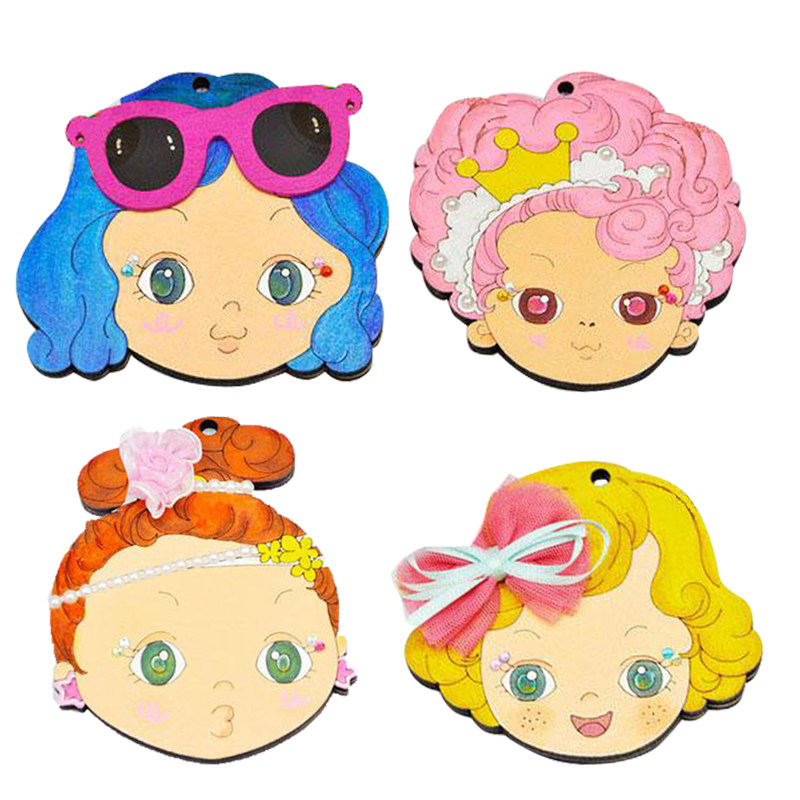 White embryo wooden wooden small mirror handmade diy hand mirror painting and coloring kindergarten art painting materials