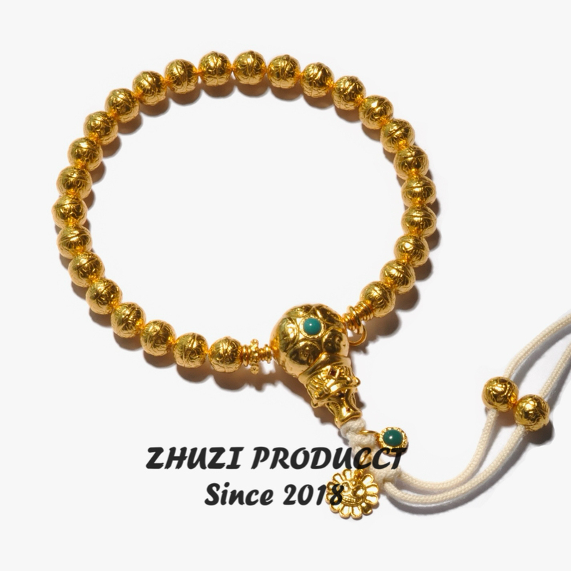 Zhu Zi Premium 24K Gold 999 Pure Gold Golden Phoenix Eye Round Beads Five-Star Three-Link Bracelet Tibetan Jewelry Artware Gold Ornament Zhu Zi Premium 24K Gold 999 Pure Gold Golden Phoenix Eye Round Beads Five-Star Three-Link Bracelet Tibetan Jewelry Artware Gold Ornament