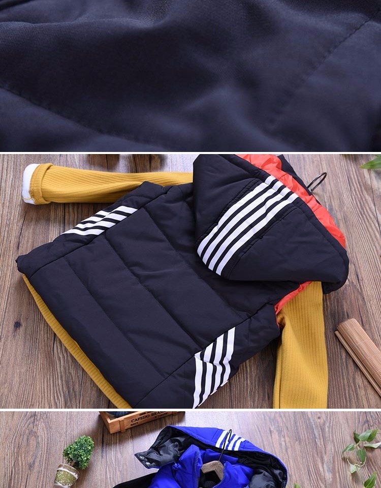 Cậu bé mập mạp dày áo vest cotton mùa thu và mùa đông em bé áo ấm trẻ em mặc áo trẻ em có mũ trùm đầu ao quan tre em
