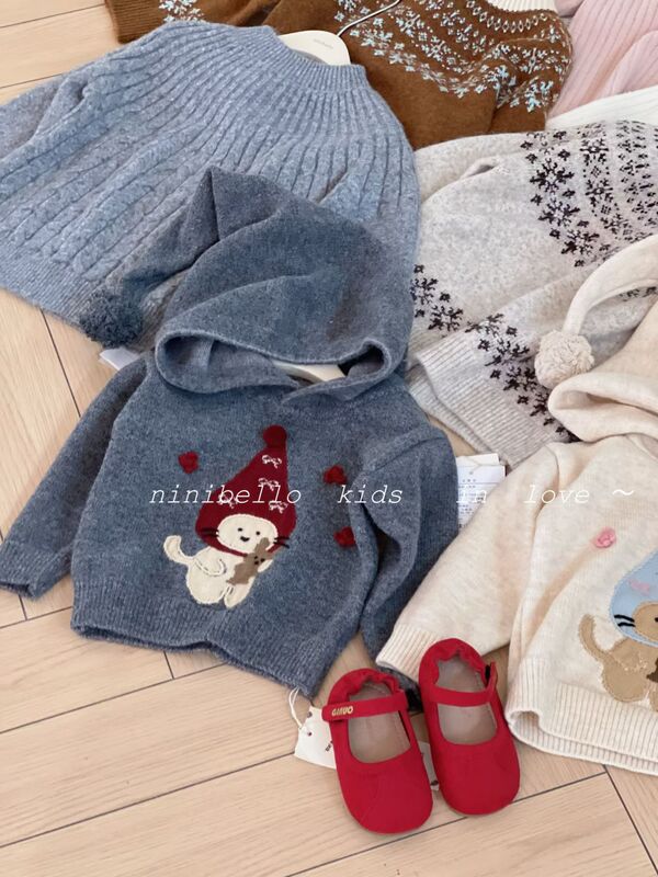 Ouchingguo Boys and Girls Korean Style Elf Hat Pullover Sweater Cute Christmas Hat Knitted Top Contains 3% Wool, Size Is Too Small