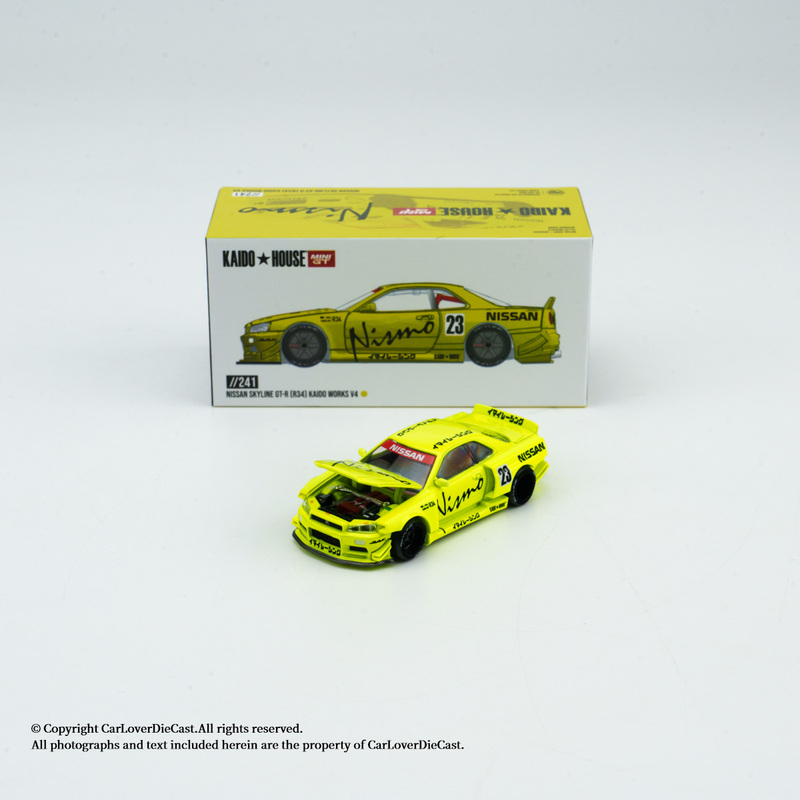 [Craftsmanship in Stock] Kaido House 1:64 Skyline Gtr R34 Fluorescent Green Alloy Car Model