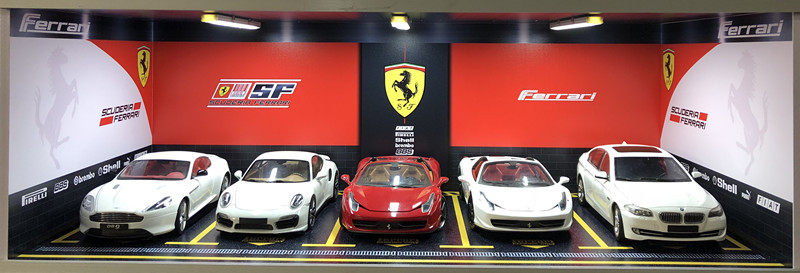Ferrari simulation AR overran car garage underground car park model scene toy dust-proof display case 1 18