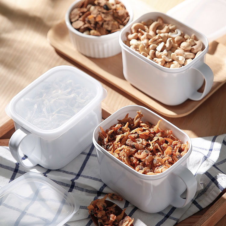 Japan imported refrigerator storage box sealed sauce box plastic with handle food box kitchen seasizing box fresh-keeping box