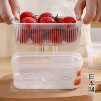Japan imported portable fruit box drain fresh box refrigerator side door storage green onion box meat sub-package freezer box