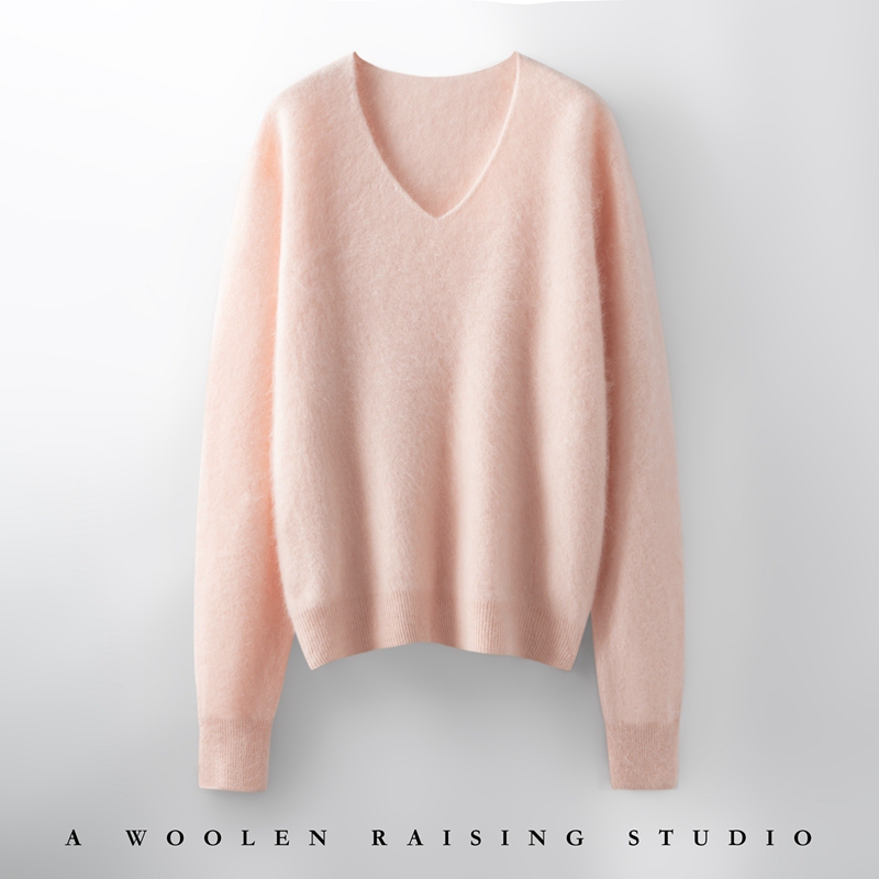 Inner Mongolia 100% Wool Sweater for Women, V-Neck, Seamless, Loose, Lazy Style, Knitted Wool Base Layer Sweater, Special Price