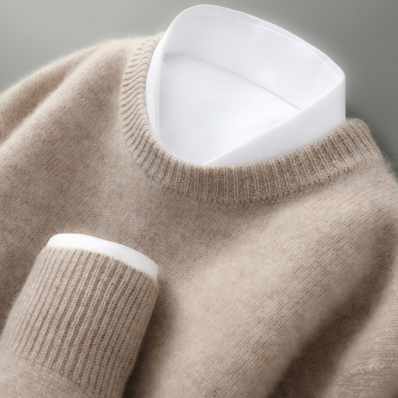 Inner Mongolia 100% Wool Sweater Men's Round Neck Thickened Winter Top Sweater Business Casual Wool Knit Base Layer Inner Mongolia 100% Wool Sweater Men's Round Neck Thickened Winter Top Sweater Business Casual Wool Knit Base Layer