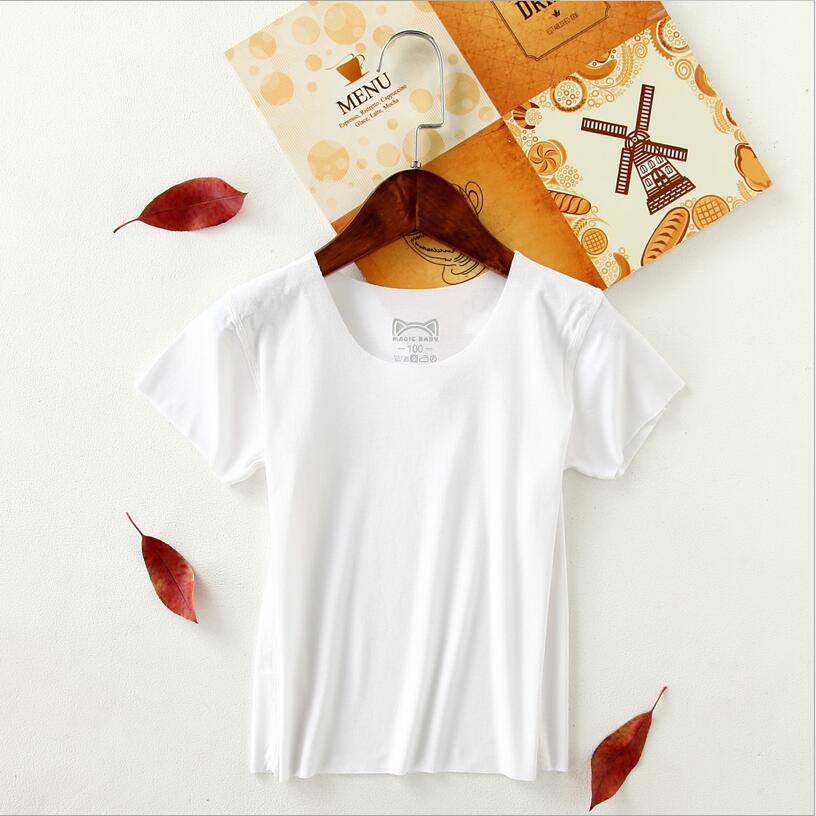 Trẻ em ngắn tay t-shirt nam liền mạch phương thức bông mỏng trẻ em lớn 2 bé đáy áo mùa hè cô gái nửa tay áo sơ mi đồ bộ cho bé gái