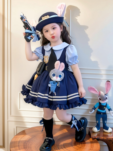 Girls' Bunny Police Officer Judy Summer Dress Children's 2026 New Style Girls' Summer Cosplay Lolita Princess Dress — 3