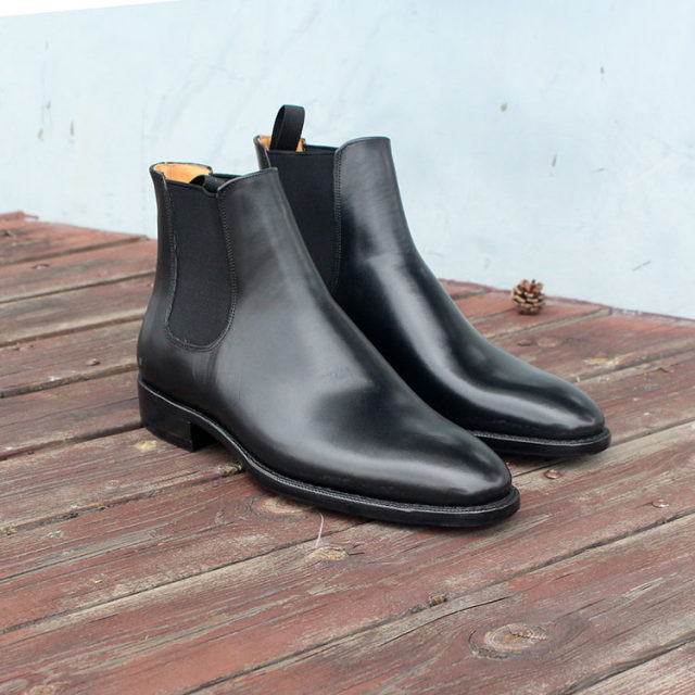 Qinzhen Goodyear handmade ຜູ້ຊາຍເກີບຫນັງຜູ້ຊາຍ cowhide outsole ເກີບຫນັງສີດໍາ Chelsea pedicure ເກີບຫນັງອັງກິດສໍາລັບຜູ້ຊາຍ