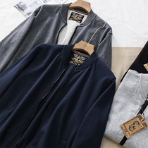 Foreign Trade Cut B Knit Pure Cotton Wool Circle ~ 2021 Fall New Men Baseball Collar Guard Clothing Casual Jacket