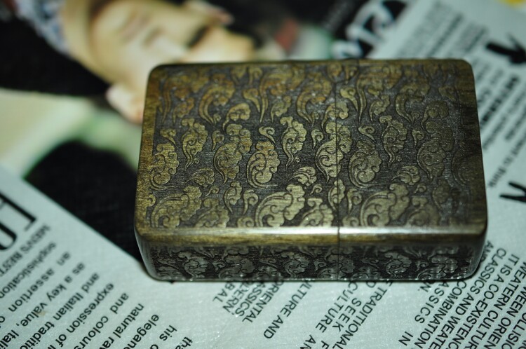 Ebony gloomy Jinsinan whole material hollowed out six-sided carved wooden shell zp accessories core lighter