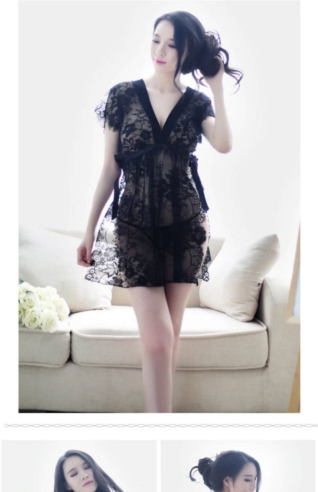 Sexy đồ lót đam mê phù hợp với đồ ngủ gợi cảm nữ chất béo mm tâm trạng quần áo người trong suốt vải tuyn ren kích thước lớn váy ngủ Sao váy ấm áp cho mùa đông