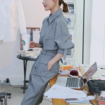 Gray high-waisted casual pants harbor style set female retro chic early autumn Net red fried street two-piece set