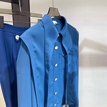 Long sleeve doll collar blue shirt female design sense small crowd Fuguang flavor 2021 New early autumn coat female ins