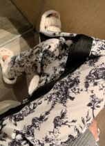 Ink printing side color high waist loose straight casual pants womens spring and autumn thin pants design sense of female niche