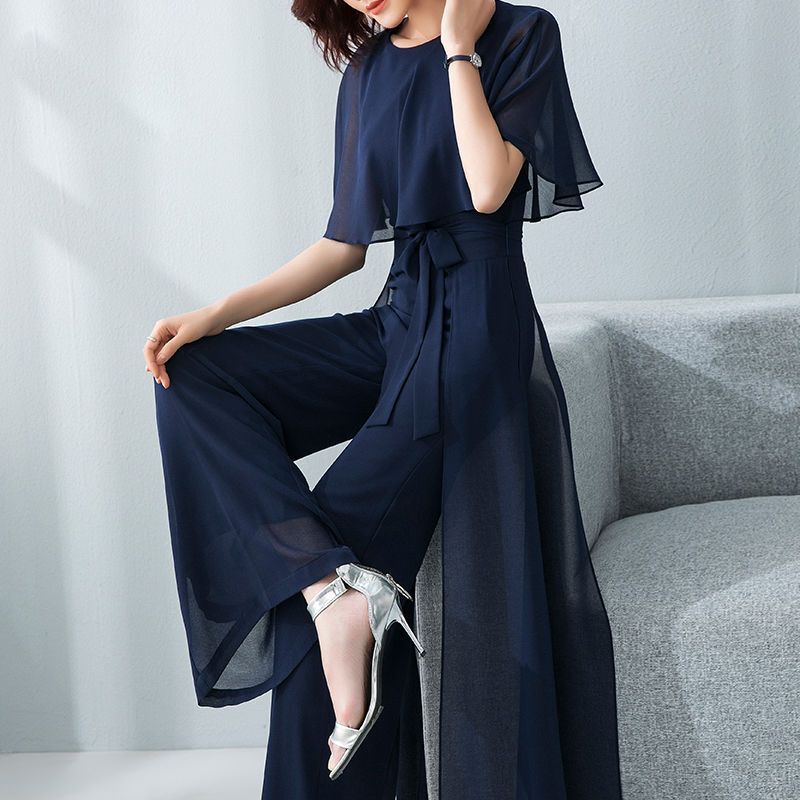 Lotus Leaf Sleeve Jumpsuit for Women, Summer Long Style 2025 New Chiffon Dress Wide-Leg Suit, Elegant Jumpsuit Lotus Leaf Sleeve Jumpsuit for Women, Summer Long Style 2025 New Chiffon Dress Wide-Leg Suit, Elegant Jumpsuit